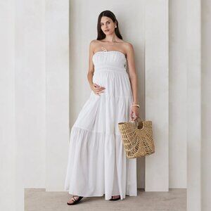 BUMPSUIT x Georgia Fowler Shirred Strapless Gown - White Sizes M + L